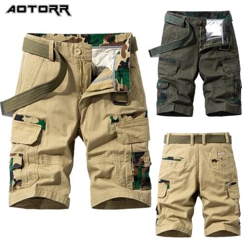 Summer Mens Cargo Shorts 2021 New Fashion Trend Camouflage Tooling Shorts Street Casual Loose Sports Shorts Men 100% Cotton