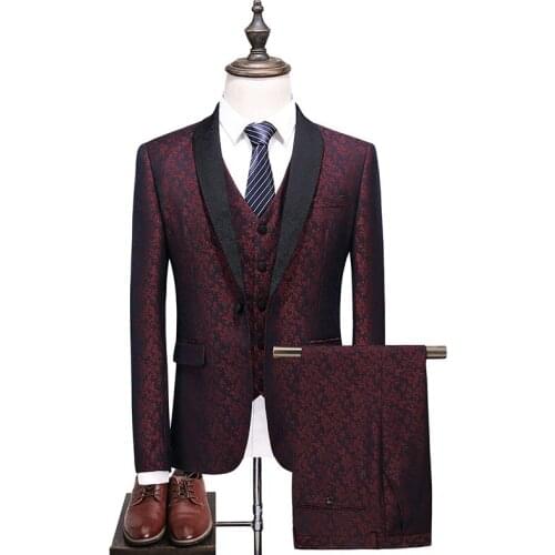Tuxedo wine red Bridegroom Suit Wedding Groom Tuxedo Party Fitting Suit 2021 NEW Desingn