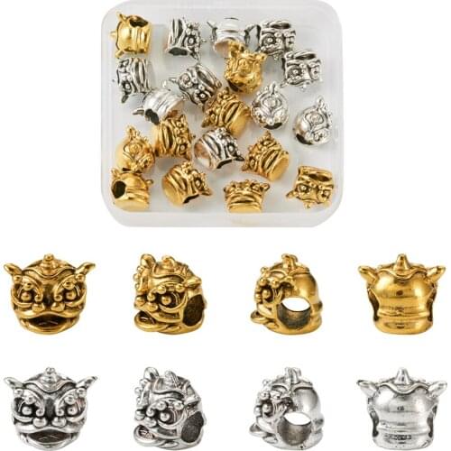 Tibetan Style European Alloy Beads Lion Dragon Head Antique Silver Golden Color for DIY Necklaces Bracelets Jewelry Making