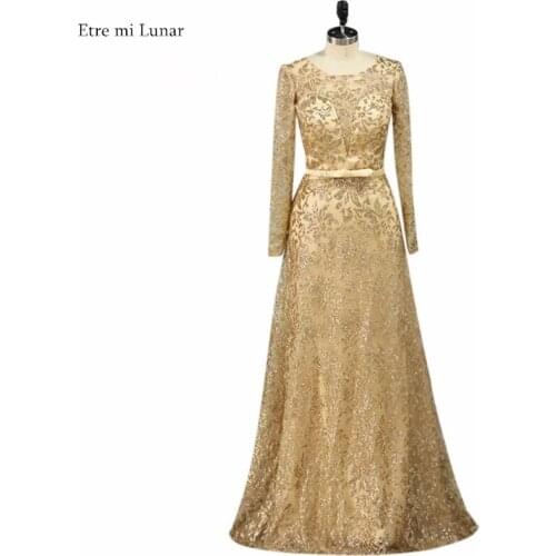 Long Sleeves Gliter With Train Evening Gowns 2020 Fashion Mermaid Luxury Evening Dress L4204