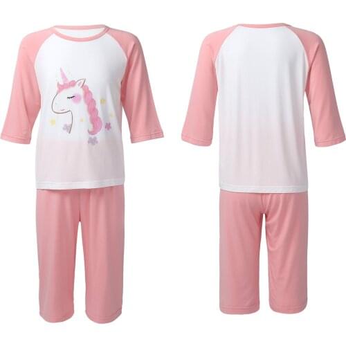 Spring Girls Pajamas Set Cotton Kids Sleepwear Cute Cartoon T-shirt Tops + Shorts Sets Summer Children Pajamas Casual Homewear