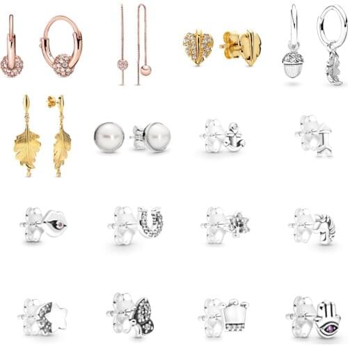 NEW 2021 100% 925 Sterling Silver Pearl Earring Women Fit DIY Original Bracelet Fshion Jewelry Gift