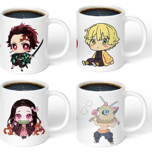 1Pcs New 350ml Demon Slayer Ceramic White Mug Coffee Milk Tea Cup Best Gift for Friends