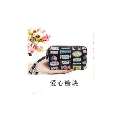 10pcs/lot korean style Fashion Women Wallet Canvas 3 - Layer Zipper Large Capacity coin wallet female canvas purse