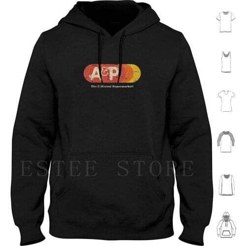 A&P Supermarket 1976 Sunrise Vintage Hoodies Long Sleeve A And P Grocery Store Supermarket Sign Vintage Shopping Cart