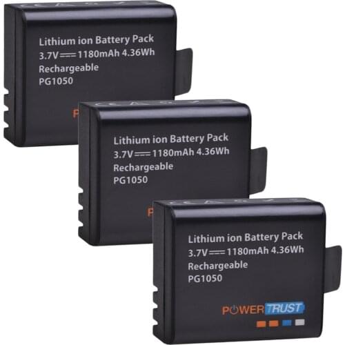 PowerTrust 3x PG1050 Battery 1180mAh Rechargeable battery For SJCAM SJ4000 sj4000 SJ5000X For EKEN H9 H9R H8R H8 Action Camera