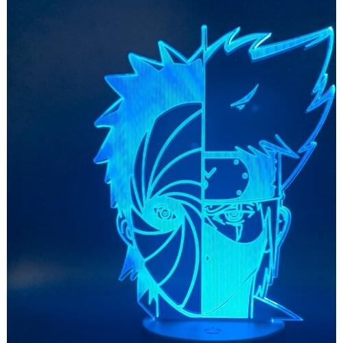 Anime Naruto FHatake Kakashi and Uchiha Obito Figure 3D LED Night Lamp Color Change Decorative Table Lamp for Bedroom Xmas Gifts