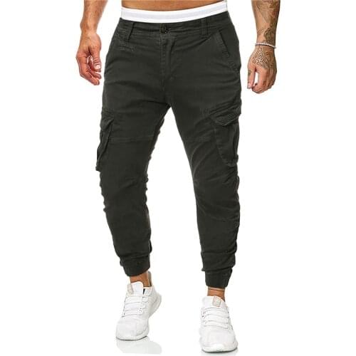 New Casual Army Green Cargo Pants Men Multi Pocket Beam Feet Pants Cotton Male Trousers Autumn Trend Comfortable Long Pants