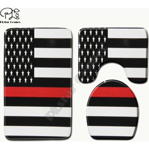 Color flag pattern Cartoon funny 3D printed Bathroom Pedestal Rug Lid Toilet Cover Bath Mat Set drop shipping