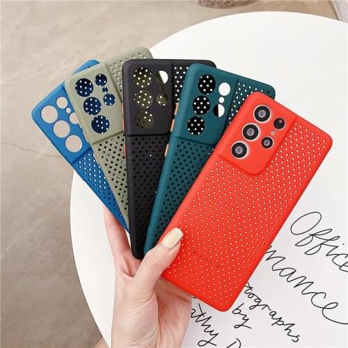 Hollow Out Grid Case For Samsung A50 A51 A71 A52 A72 A31 A21S Soft Heat Dissipation Breathable Cover Galaxy S20 S21 Plus Ultra