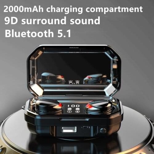 M15 Bluetooth 5.0 headset binaural wireless headset touch in-ear sports digital display charging compartment subwoofer earplugs