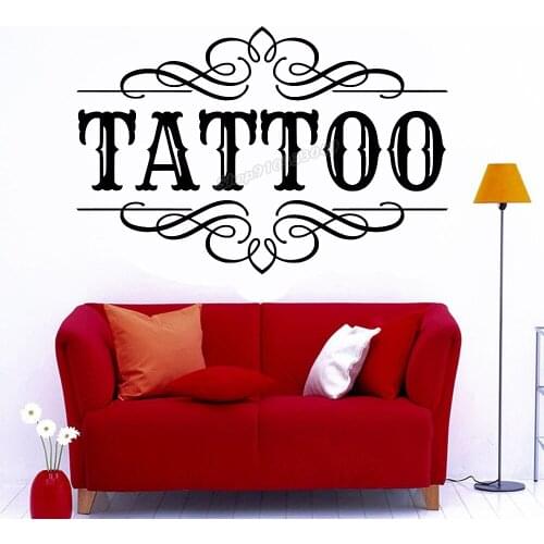 Custom Tattoo Logo Wall Sticker For Tattoo Salon Decor Vinyl Tattoo Studio Wall Stickers Window Decor Removable Art Decals B164
