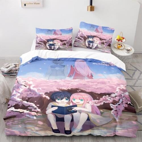 Darling In The Franxx Bedding Set Bedspread Single Twin Full Queen King Size Pink Bed Sets Childrens Bedroom Duvetcover Lovers