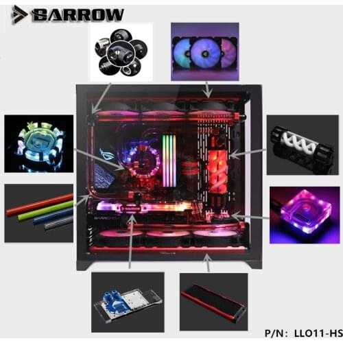 Barrow Water Cooling Kits LLO11-HS, use for LIAN LI O11 Case 360mm Radiator+CPU Block+GPU Block+Pump+Reservoir+RGB Strip+Fan