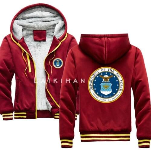 US Air Force Service Seal Military Veteran Hoodies Winter Camouflage Sleeve Jacket Men Thicken Fleece warm Sweatshirts