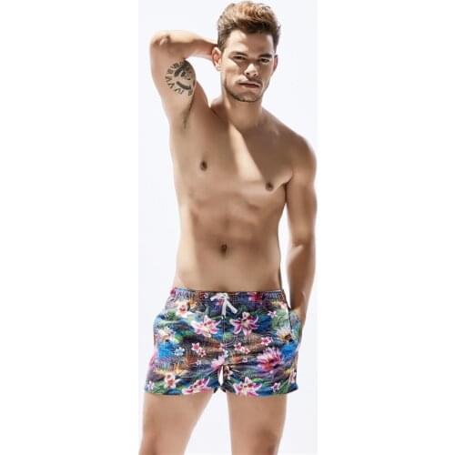 Y254 flower print men swimsuit beach shorts swim trunk men swimwear sunga board surfing short pool swim briefs spa bathing suits