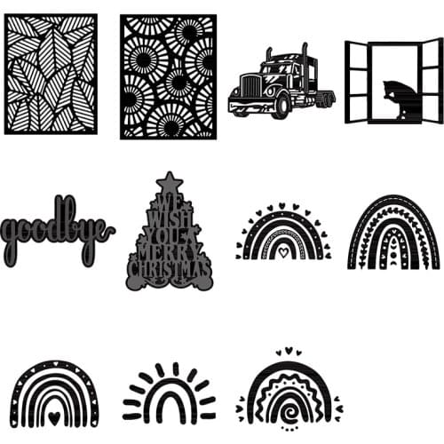 Metal Cutting Dies Frame Vintage Car Rainbow Merry Christmas Cat Windowsill For DIY Scrapbook Photo Album Craft Card 2021 New