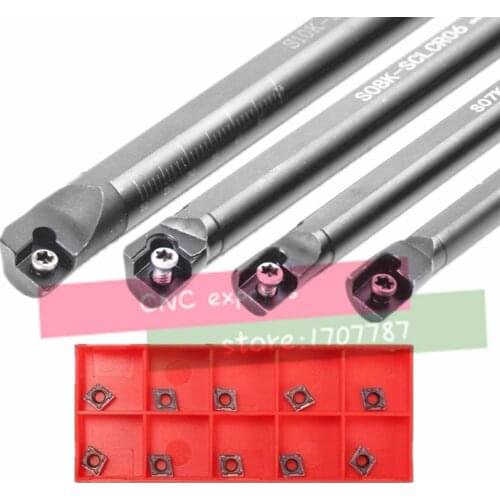 S06K S08K S10K S12M-SCLCR06 95 degree Lathe Boring Bar Turning Tool Set w/ 10PCS CCMT060204 Carbide Inserts Set
