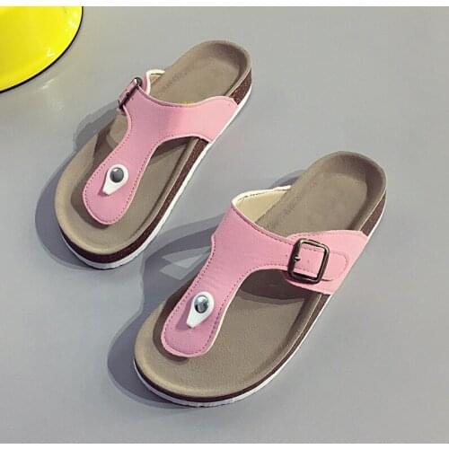 2020 New Summer Women Sandals Soft Cork Female Beach Shoes Non-slip Thick Bottom PU Leather Buckle Sandalias Mujer Plus Size