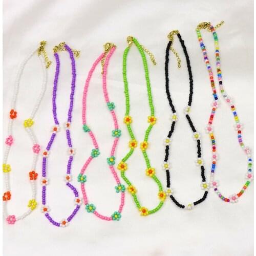 10 Pcs Colorful Beaded Strand Daisy Beaded Chocker Necklace Bohemia Jewelry Necklace AccessoriesGift 99612