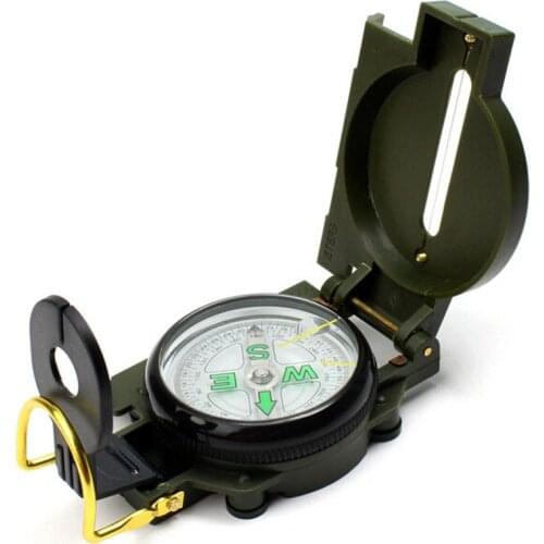 Portable Army Green Folding Lens Compass Military Multifunction Outdoor Compass Boat Compass Dashboard Dash