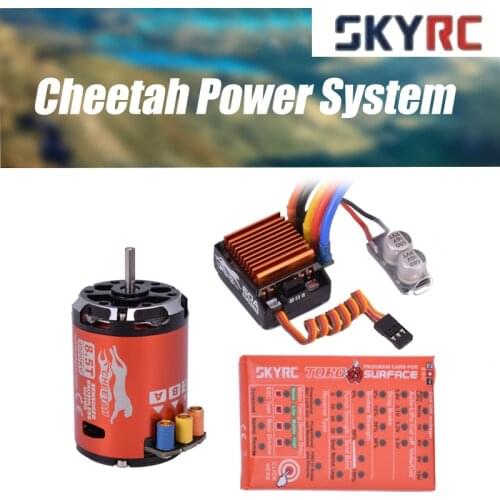 SkyRC Cheetah 1/10 60A Sensored ESC + Cheetah 8.5T 4000KV/ Brushless Motor Program Card Combo Power System for 1/10 1/12 RC Car