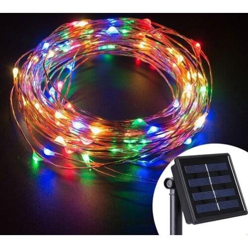 Solar powered 20M 200 LEDs starry Copper Wire flexible String Fairy Light moon vine lamp Xmas Christmas Wedding party tree Decor