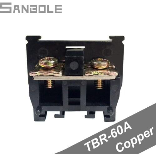 TBR-60A Terminal Block 60A/600V General Purpose Connection Terminals 4-10mm2 Black Connector Plate Copper (10PCS)