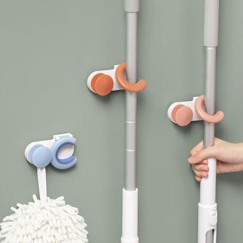 Punch Free Mop Rack Organizer Wall Mounted Broom Gripper Hook Household Tool