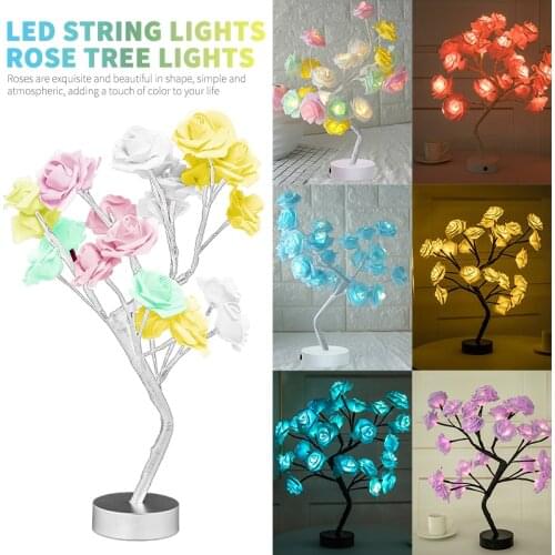 LED Table Lamp Rose Flower Tree USB Night Lights Home Decoration LED Table Lights Parties Xmas Christmas Wedding Bedroom Decor