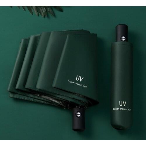 UV Automatic Sunny Umbrella Dual Use3 Folding Black Glue Sunscreen Sunny and Rainy Umbrella for Women Gifts