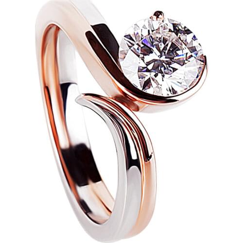 Unique Two-tone Twisted Rose Gold 925 Sterling Silver Ring Women Engagement Luxury Wedding Party Charm Gift Jewelry Eye-catching