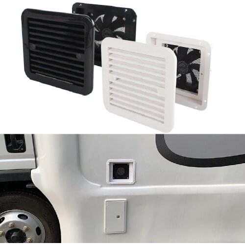 JEAZEA 1x Fridge Vent With Fan For RV Trailer Caravan Side Air Outlet Ventilation Exhaust Fan White Car Replacement Accessories