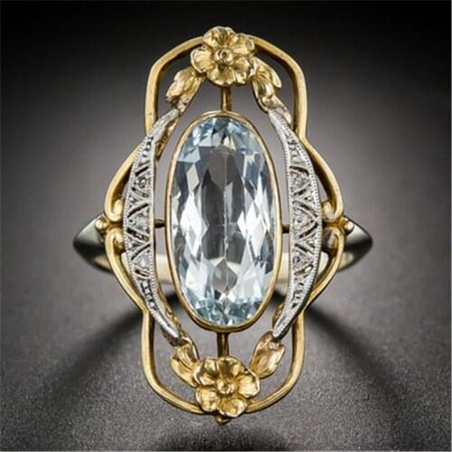 YOUHAOCC The Latest Style Ring Vintage Palace Style Flower Ring Fashion Sapphire Ring Zircon Ring Jewelry Accessories