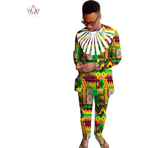 Ankara Fashions Mens Clothes Dashiki Sets Two Pieces Set Men Shirts + Pants Set for Men Slim Fit Shirts Plus Size 6XL WYN249