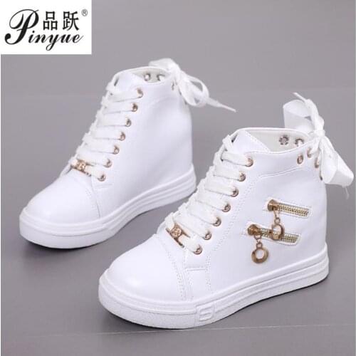 Spring New Designer 8CM Wedges White Shoes Female Platform Sneakers Women Tenis Feminino Casual Female Shoes Woman