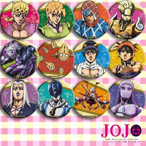 New 12PCS Badge Button Brooch Pins medal Collection Cartoon Badge Decor Xmas Gifts Cosplay Anime JoJos Bizarre Adventure Cute