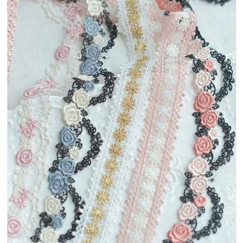 1 Meter/lot Water Soluble Colorful Lace Trims Lace Applique Polyester Costume Trimmings Home Textiles Sewing Lace Fabric 3cm