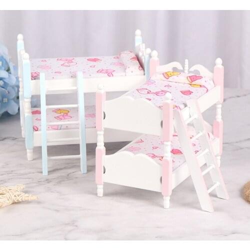 1Pc 1:12 Mini Dollhouse Furniture Bed Set Pretend Furniture Toys Doll Accessory Miniature Living Room Kids Pretend Play Toy