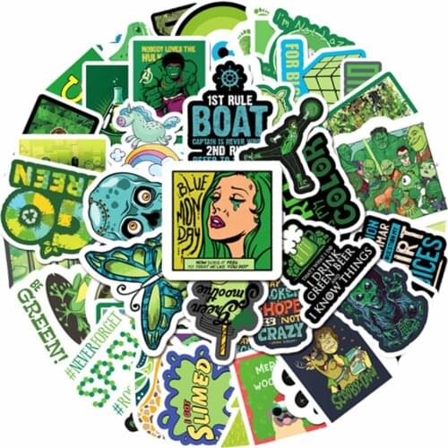 10/30/50PCS Green Small Fresh and Cute Animated Stickers Graffiti Skateboard DIY Hand Account Decoration Stickers Toys Wholesale