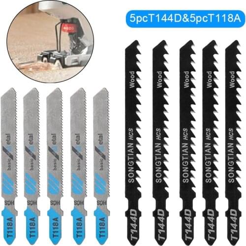 10Pcs Jigsaw Blades Set Metal Wood Assorted Blades Woodworking T144D+T118A Metal Wood Assorted Blades Cutting Steel Plates