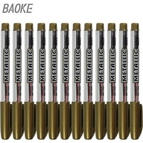 12Pcs Paint Pen Metal Color Pen Technology Gold And Silver 1.5mm Up Paint Pen Student Supplies Art Marker Pen Set