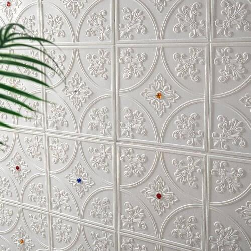 3D Wall Sticker Self-Adhesive DIY Waterproof Foam Wallpaper Kids Room Kitchen Roof Ceiling Background Wall Decals