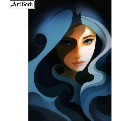 5d diy diamond painting woman full square abstract portrait 3d round diamond mosaic crafts hand embroidery 70x90cm