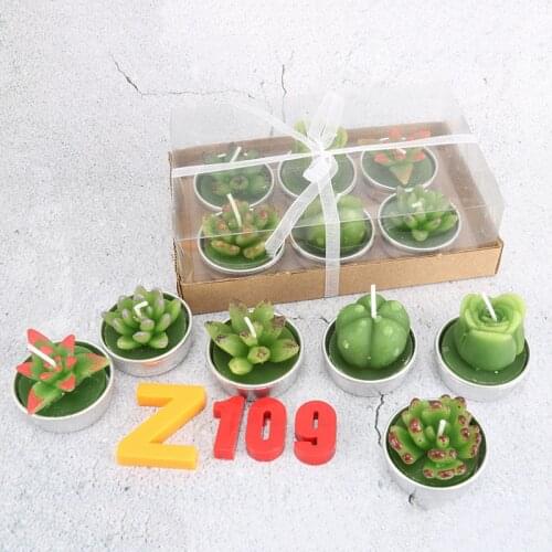 6PCS Candles Cute 3D Plant Shape Candle 3D Cactus Candles Simulated Succulent Plant Candles Set For Weddings Home Decoration