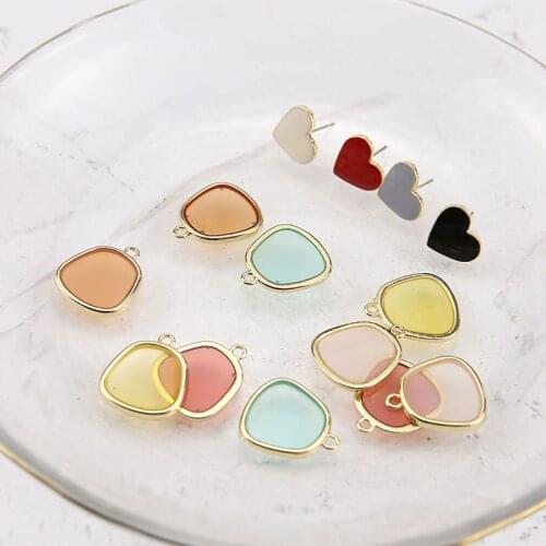 6pcs Korean Style Women Earrings Transparent Square heart-shaped Back Hanging Stud Earrings For Girls Diy Jewelry Accessories