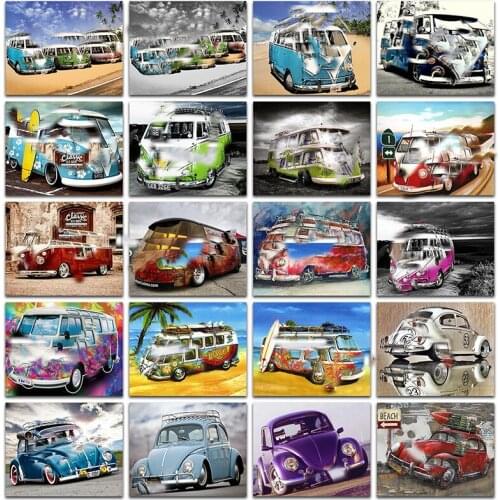 TOUOILP 5D DIY Diamond painting cross stitch car set Full square Diamond embroidery Old bus Full Round Diamond mosaic color cars