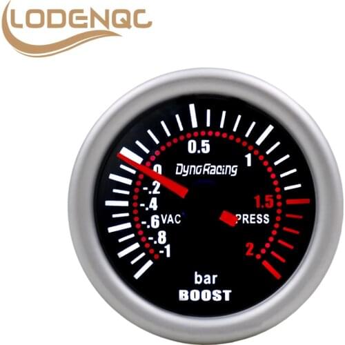 Lodenqc Car Gauge 2'' 52mm Universal 12V Gauge Mete Smoke Len Turbo Boost Gauge Bar LED Digital Pointer Boost Gauge