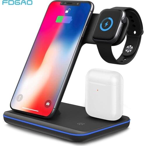 15W Wireless Charging Station For iPhone 12 11 XS XR X 8 3 in 1 Fast Charger Stand for AirPods Pro Apple Watch Series 6/SE/5/4/3