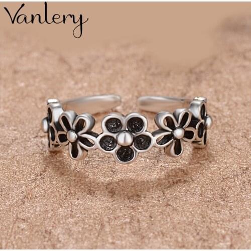 Bohemian Charm Boho Plum Flower Rings For Women Lover Wedding Bridal Valentines Gifts Men Open Retro Antique Rings